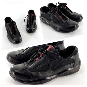 PRADA CALZATURE DONNA BLACK PR 3163 38 leather and bike fabric